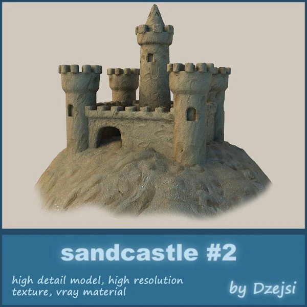 sand castle 2 3D Model .c4d .max .obj .3ds .fbx .stl .blend 