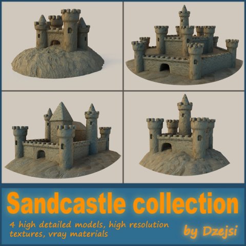 sandcastle collection 3D Модель .c4d .max .obj .3ds .fbx .stl .blend 