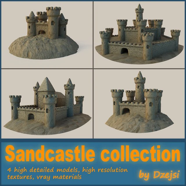 sandcastle collection 3D Model .c4d .max .obj .3ds .fbx .stl .blend 
