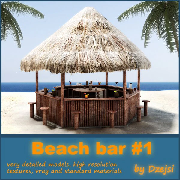 beach bar 1 3D Model .c4d .max .obj .3ds .fbx .stl .blend 