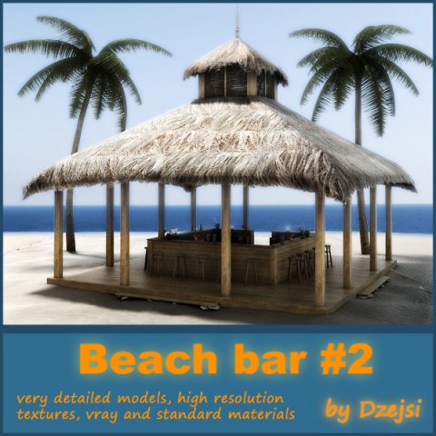 beach bar 2 3D 모델 .c4d .max .obj .3ds .fbx .stl .blend 