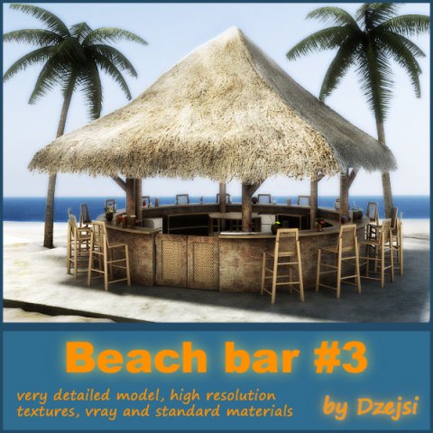 beach bar 3 3D Model .c4d .max .obj .3ds .fbx .stl .blend