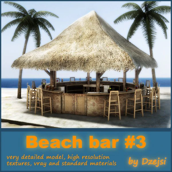 beach bar 3 3D Model .c4d .max .obj .3ds .fbx .stl .blend 