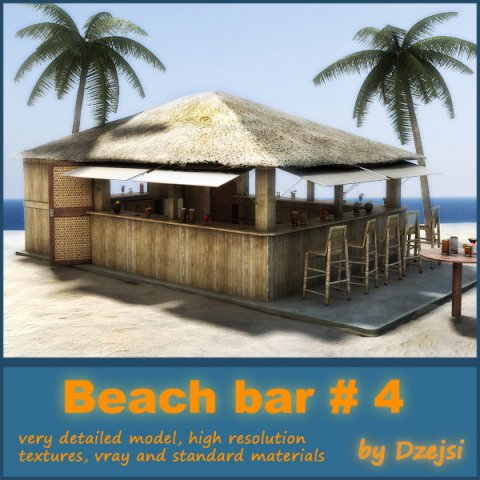 beach bar 4 3D Модель .c4d .max .obj .3ds .fbx .stl .blend
