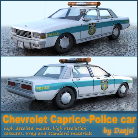 chevrolet caprice - police car Model 3D .c4d .max .obj .3ds .fbx .stl .blend 