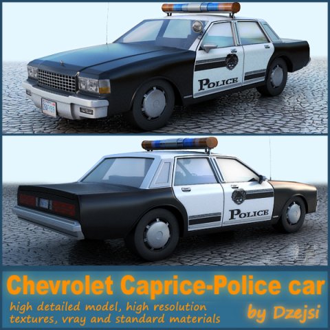 chevrolet caprice-police car Model 3D .c4d .max .obj .3ds .fbx .stl .blend 