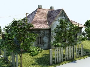 ruined house with garden Modelo 3D