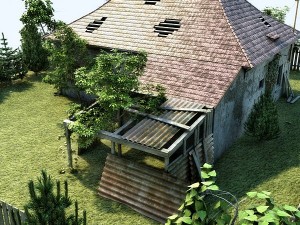 ruined house with garden Modelo 3D