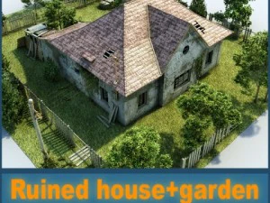ruined house with garden 3D Model