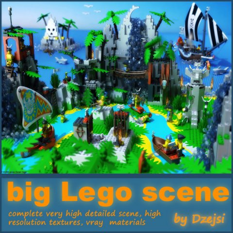 big lego scene Model 3D .c4d .max .obj .3ds .fbx .stl .blend 