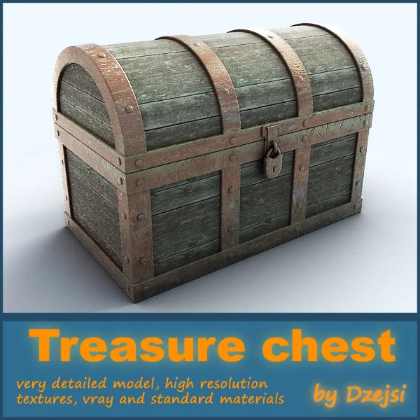 treasure chest 3D Model .c4d .max .obj .3ds .fbx .stl .blend 