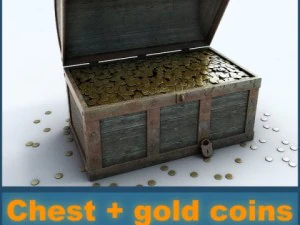 chest with gold coins 3D Model