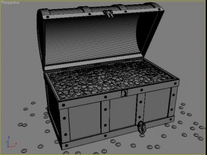 chest with gold coins 3D Model