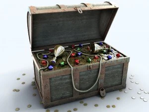 chest - coins - jewels 3D Model