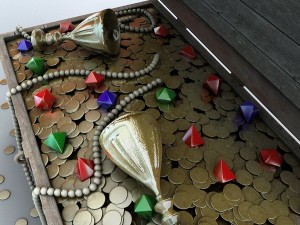 chest - coins - jewels 3D Modell