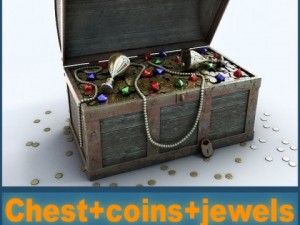 chest - coins - jewels 3D Model