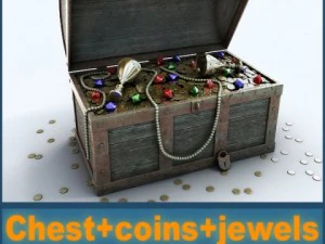 chest - coins - jewels 3D Model