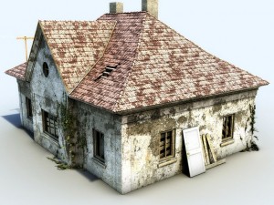 ruined house interior 3D 모델