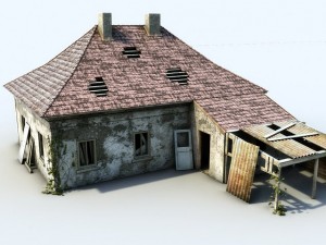 ruined house interior 3D 모델