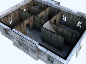 ruined house interior 3D 모델