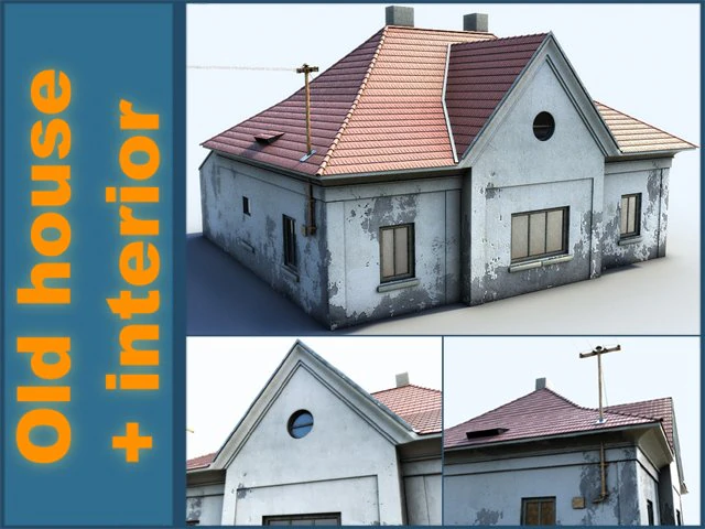 old house and interior 3D Model .c4d .max .obj .3ds .fbx .stl .blend 