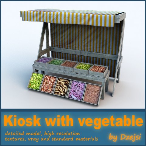 kiosk with vegetable Modèle 3D .c4d .max .obj .3ds .fbx .stl .blend 