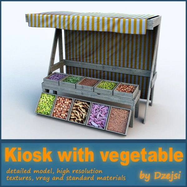 kiosk with vegetable 3D Model .c4d .max .obj .3ds .fbx .stl .blend 