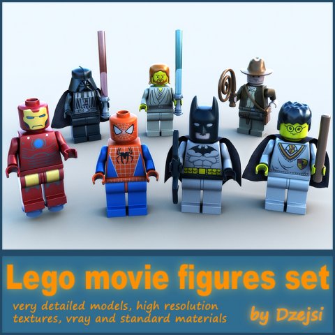 lego movie figures set 3D 模型 .c4d .max .obj .3ds .fbx .stl .blend