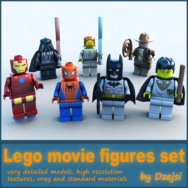 lego movie figures set 3D Model .c4d .max .obj .3ds .fbx .stl .blend