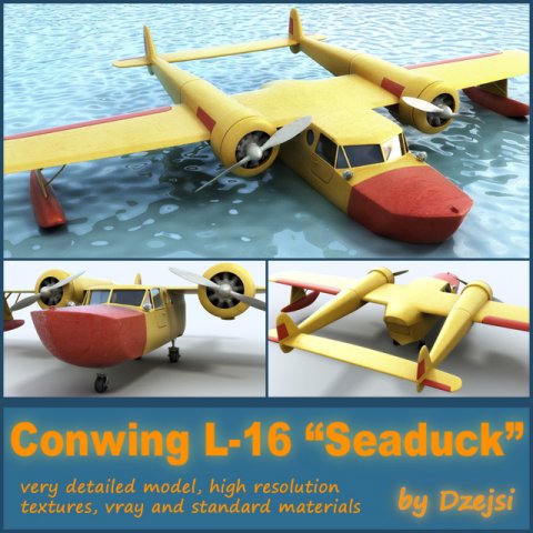 conwing l-16 seaduck Modelo 3D .c4d .max .obj .3ds .fbx .stl .blend 