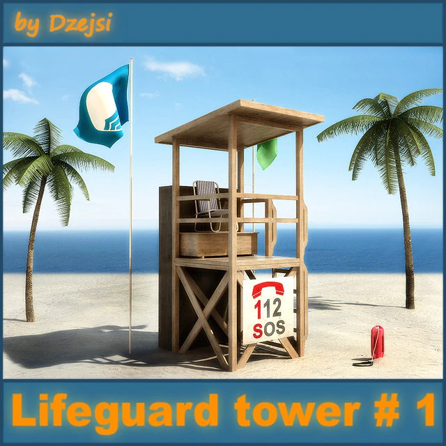 lifeguard tower 1 3D Model .c4d .max .obj .3ds .fbx .stl .blend 