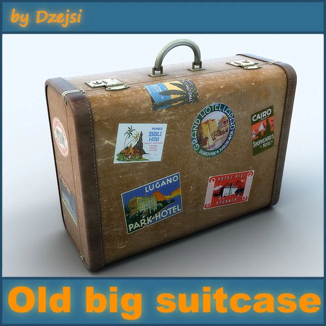vecchia grande valigia Modello 3D .c4d .max .obj .3ds .fbx .stl .blend 