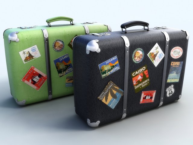 old suitcases 2 colors Modelo 3D .c4d .max .obj .3ds .fbx .stl .blend 