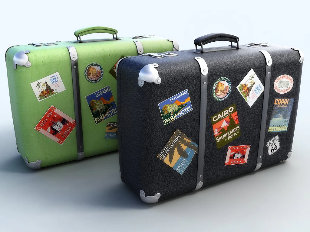 old suitcases 2 colors 3D Model .c4d .max .obj .3ds .fbx .stl .blend