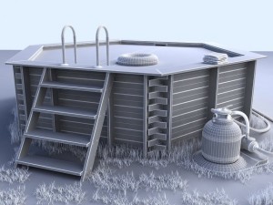 home wooden water pool Modelo 3D