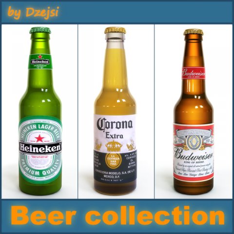 beer collection 3D 模型 .c4d .max .obj .3ds .fbx .stl .blend