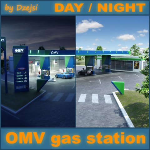 omv gas station day - night 3D Model .c4d .max .obj .3ds .fbx .stl .blend 