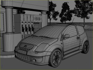 omv gas station day - night 3D Model
