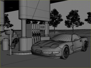 omv gas station day - night 3D Model