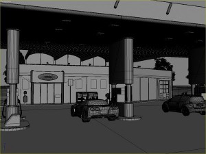 omv gas station day - night 3D Model