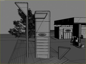 omv gas station day - night 3D Model