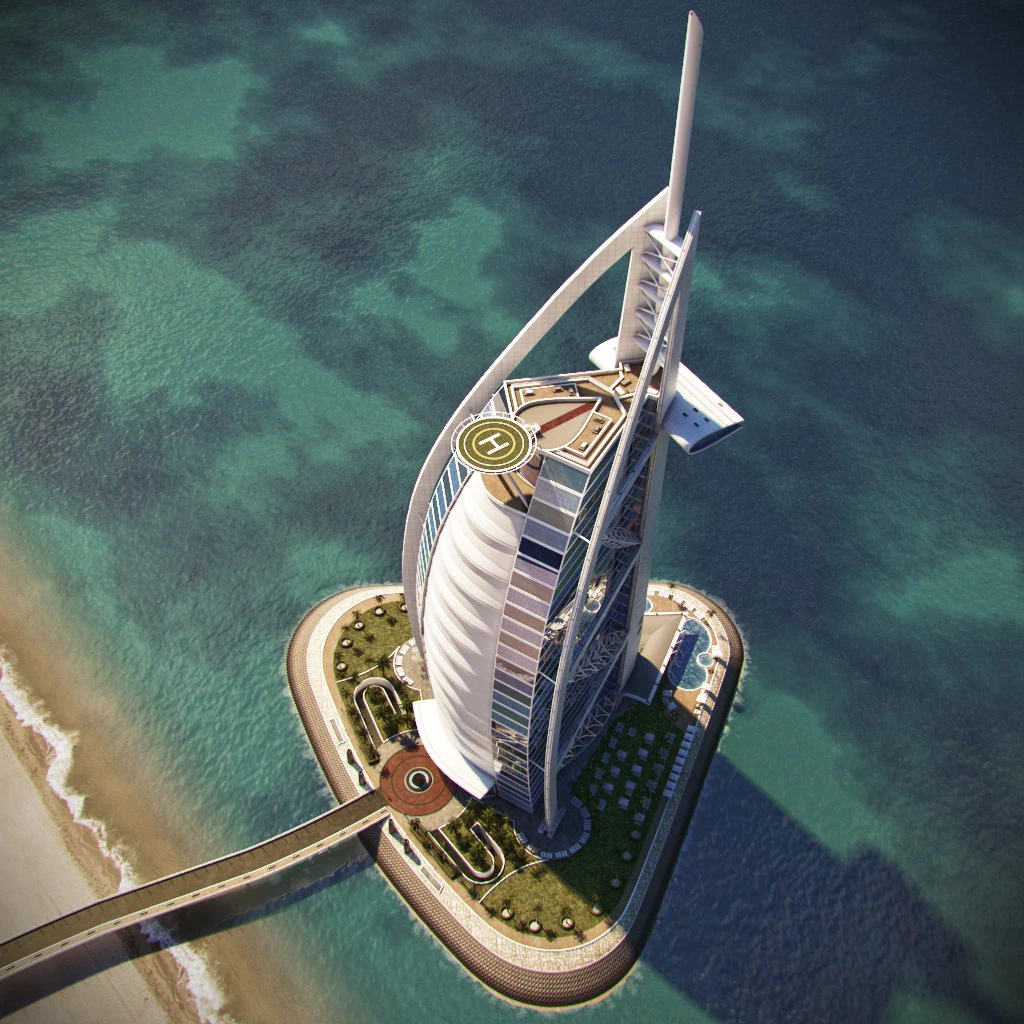 burj al arab jumeirah in dubai 3D Model .c4d .max .obj .3ds .fbx .stl .blend 