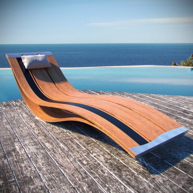 beach sunbed 3D Модель .c4d .max .obj .3ds .fbx .stl .blend 