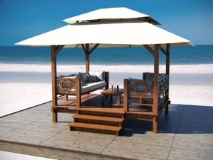 kursi berjemur di pantai Model 3D