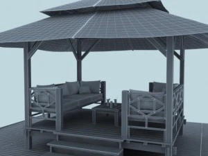 kursi berjemur di pantai Model 3D