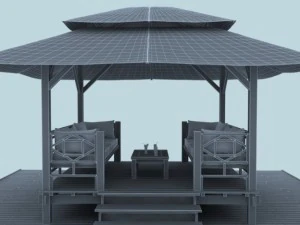 kursi berjemur di pantai Model 3D