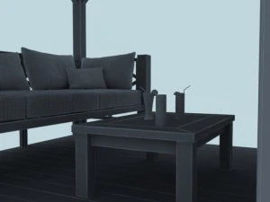 kursi berjemur di pantai Model 3D