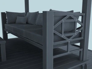 kursi berjemur di pantai Model 3D