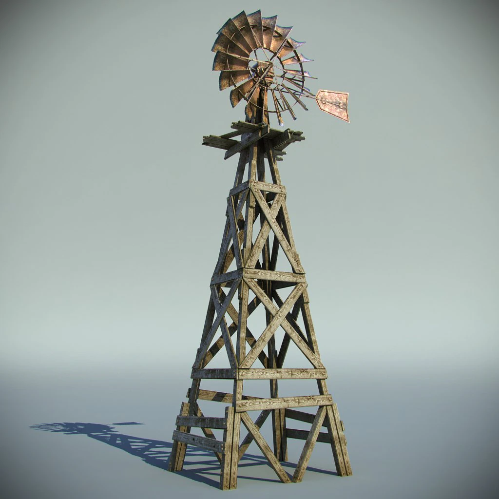 windmill 3D Model .c4d .max .obj .3ds .fbx .stl .blend 