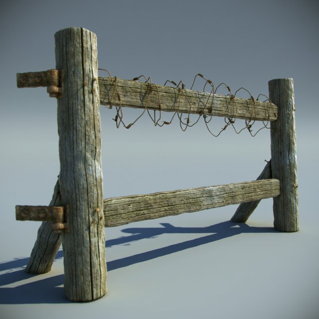 old wooden fence 3D Model .c4d .max .obj .3ds .fbx .stl .blend 
